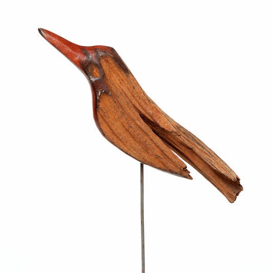 Hand-Carved Driftwood Pretty Bird Garden Stake