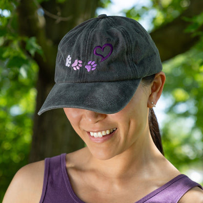 Paws To My Heart Distressed Cotton Baseball Cap