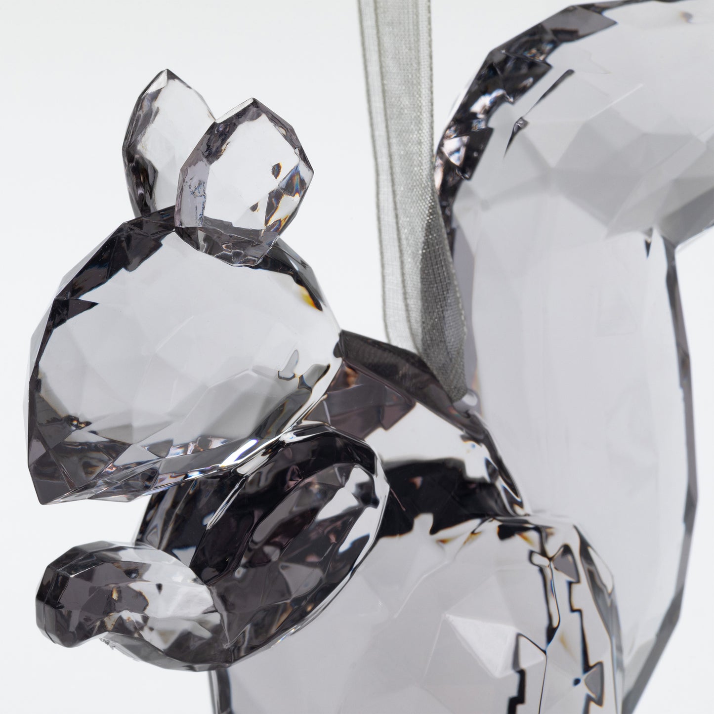 Crystal squirrel ornament on a white background

