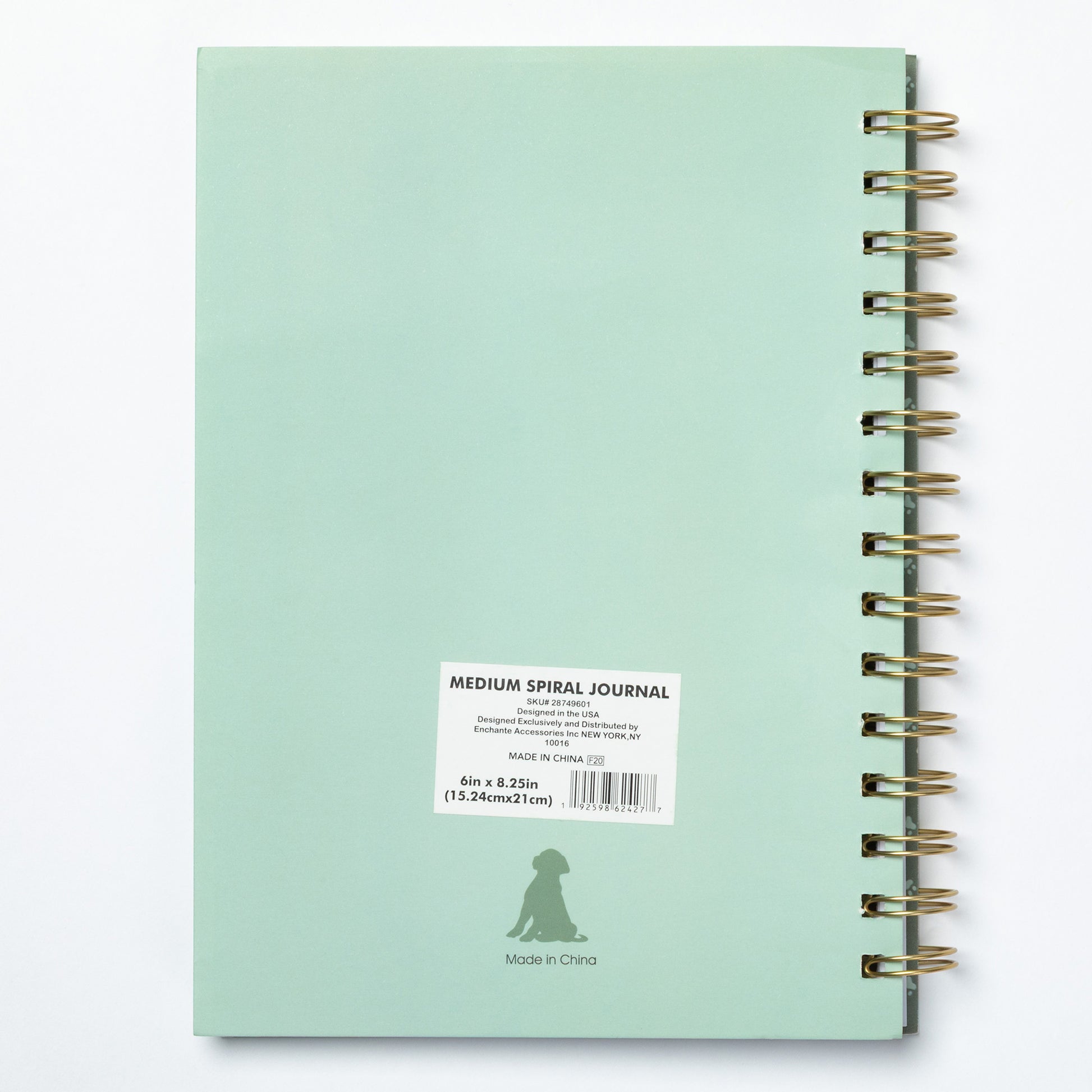 Mint green spiral journal on a white background