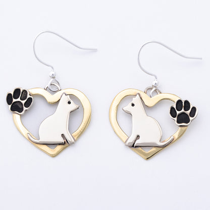 Cat & Dog Mixed Metal Earrings | Handmade, Fair Trade
