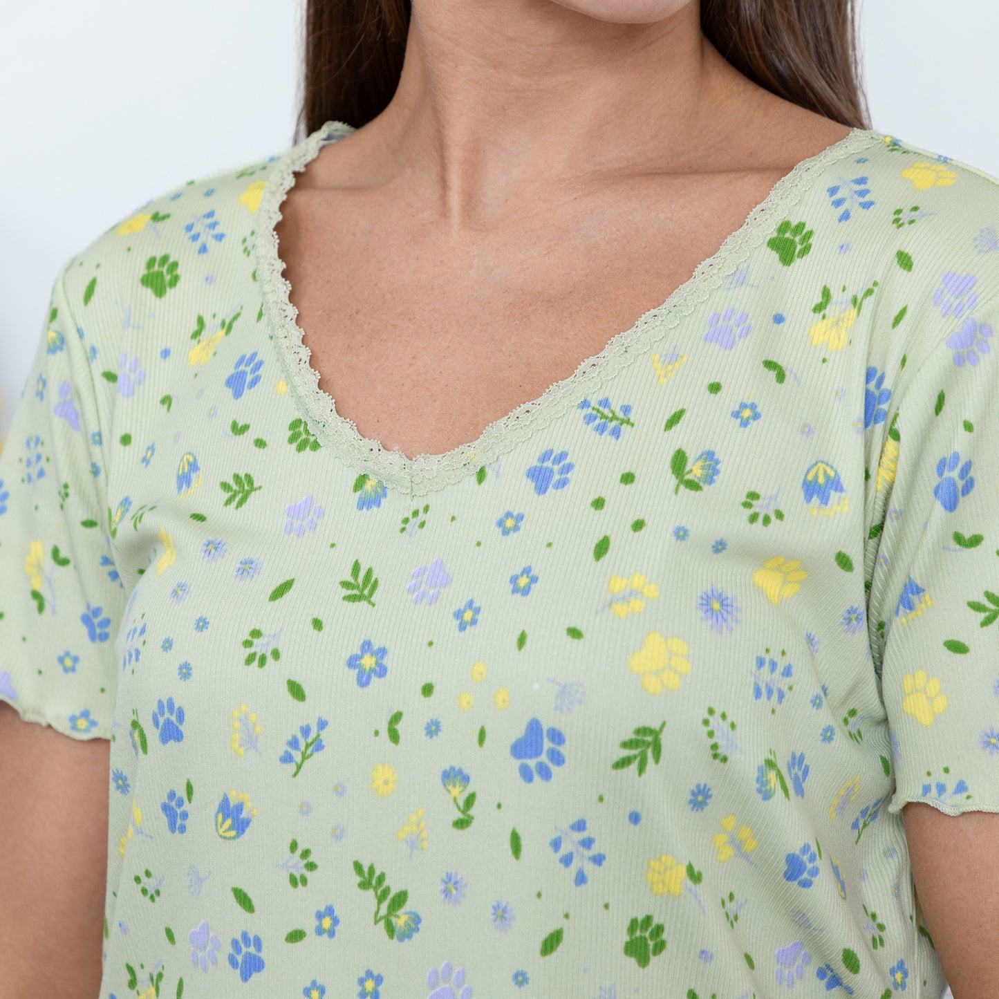 Paws in Bloom Ultra-Soft Ribbed Pajama Set
