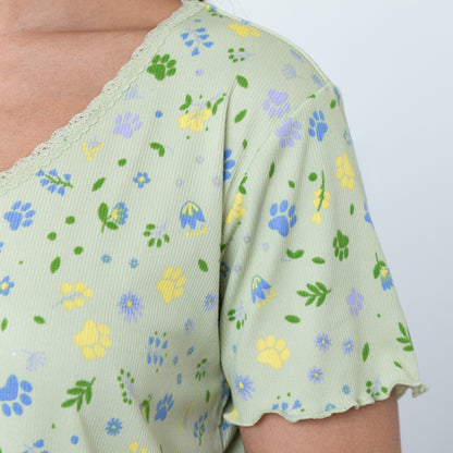 Paws in Bloom Ultra-Soft Ribbed Pajama Set