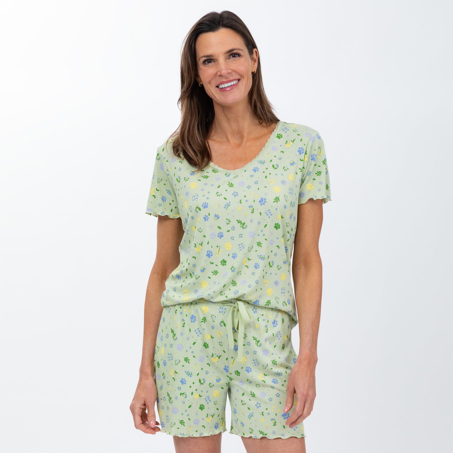Paws in Bloom Ultra-Soft Ribbed Pajama Set