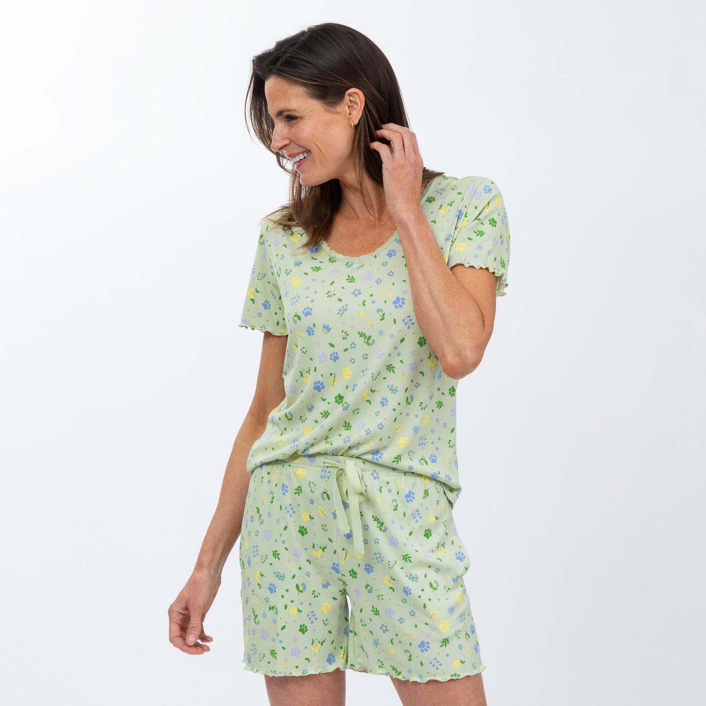 Paws in Bloom Ultra-Soft Ribbed Pajama Set