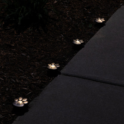 Paw Print Solar Wireless Ground Lights - Set of 4