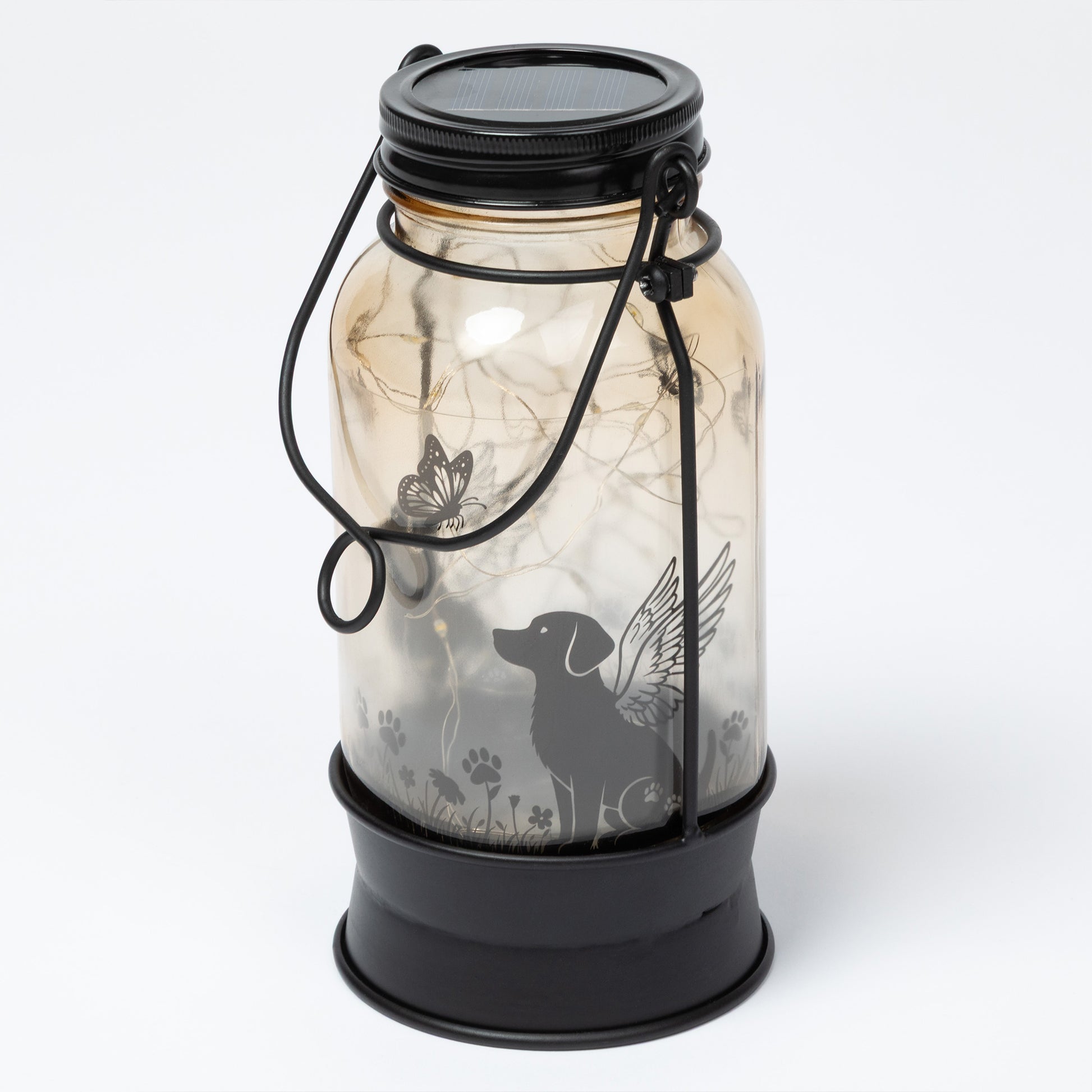 Solar lantern with decorative design on a white background