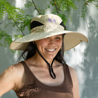 Adjustable UPF 50+ Wide Brim Paw Print Sun Hat
