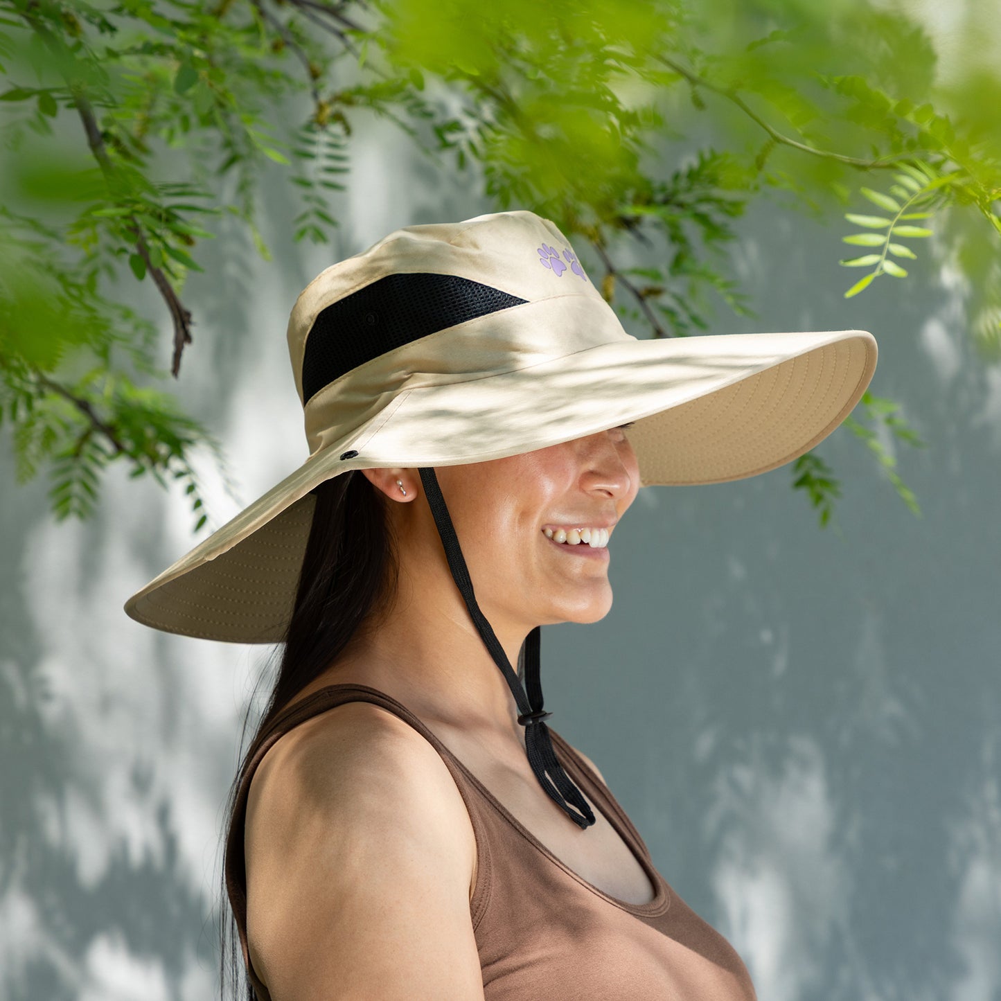 Adjustable UPF 50+ Wide Brim Paw Print Sun Hat