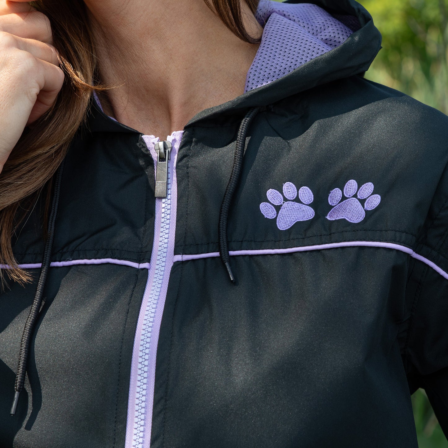 Water-Repellent Paw Print Hooded Jacket