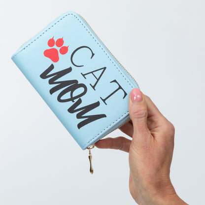 Cat Mom & Dog Mom Faux Leather Zip Around Wallet