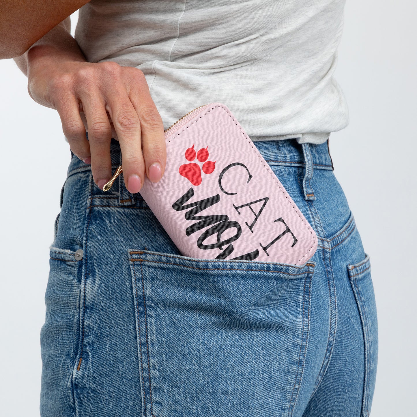 Cat Mom & Dog Mom Faux Leather Zip Around Wallet