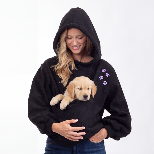 Pet Carrier Hoodie Sweatshirt | Fleece Dog & Cat Sling Hoodie with Front Pocket