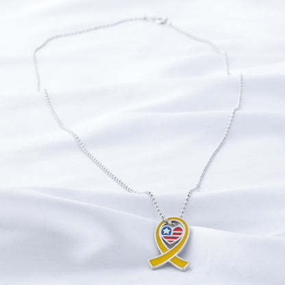 America in My Heart Yellow Ribbon Necklace