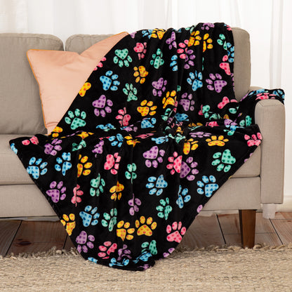 Super Cozy&trade; Fleece Paw Print Throw Blanket