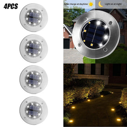 Solar Powered Outdoor Pathway LED Lights - Set of 4