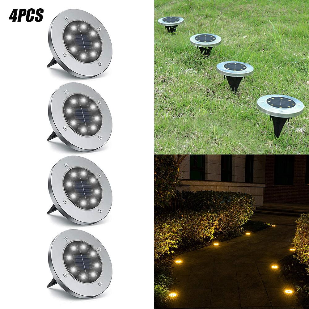 Solar Powered Outdoor Pathway LED Lights - Set of 4