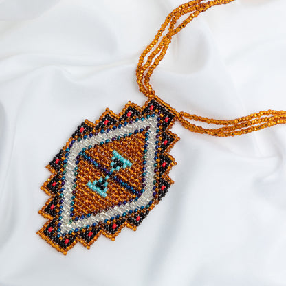 Mayan Pyramid Beaded Pendant Necklace