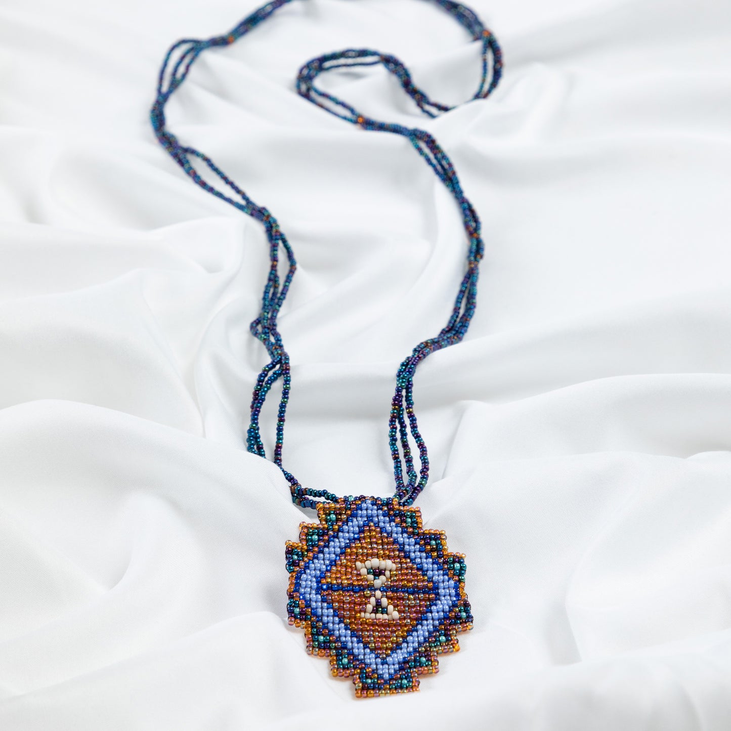 Mayan Pyramid Beaded Pendant Necklace