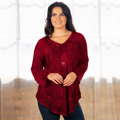 Scarlet Dragonfly Long Sleeve Tunic | Fair Trade