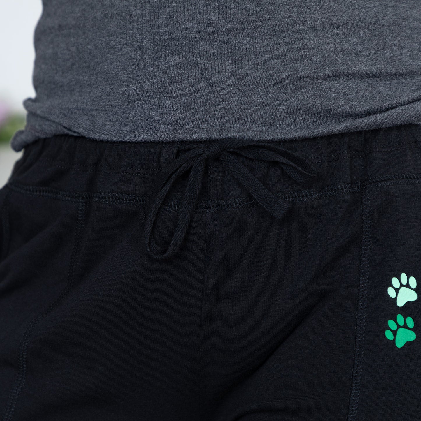 Paw Print Casual Pants with Pockets
