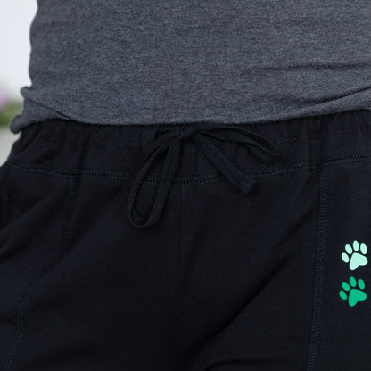 Paw Print Casual Pants with Pockets