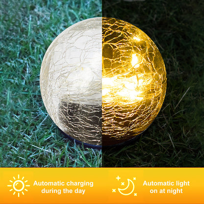 Cracked Glass Ball Outdoor Solar Light - Set of 2