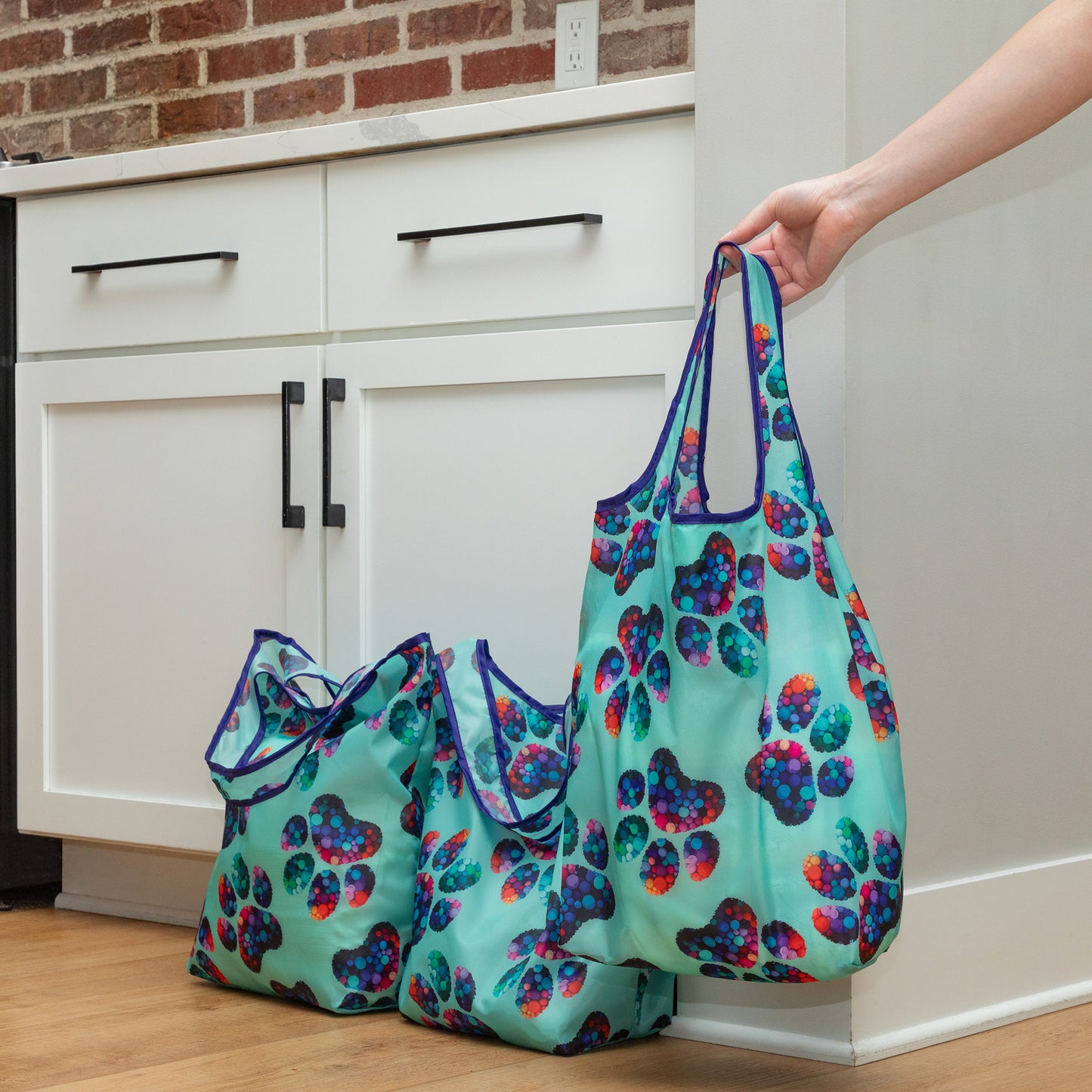 Paws Packable Reusable Shopping Bags - Set of 3