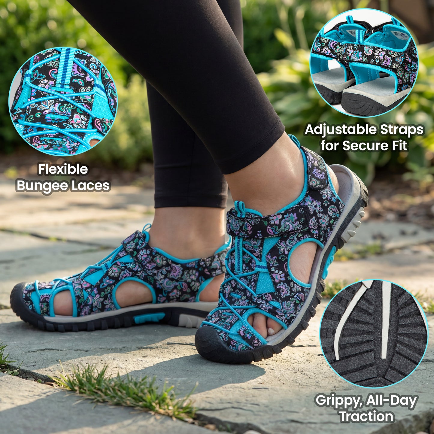 Walking Paws Adjustable Closed Toe Sport Sandals