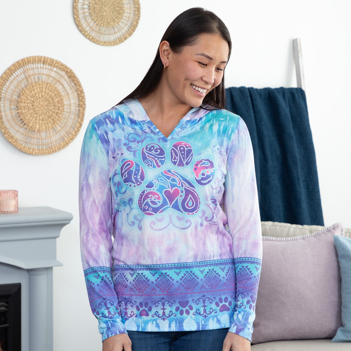 Cosmic Dreams Paw Print Hooded Top