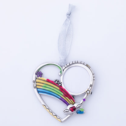 Rainbow Bridge Paw Print Photo Ornament