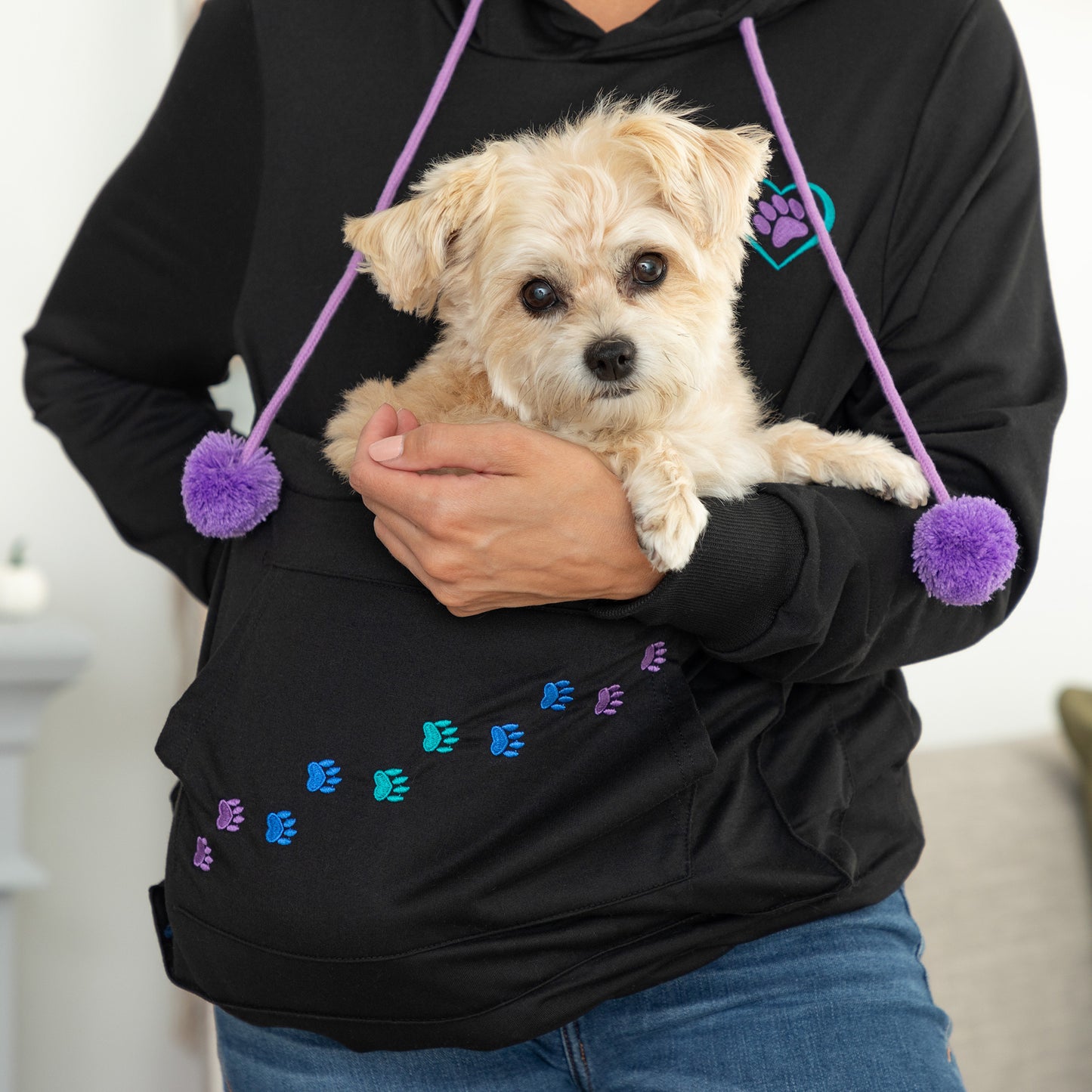 Purple Paw Pet Pouch Hooded Sweatshirt