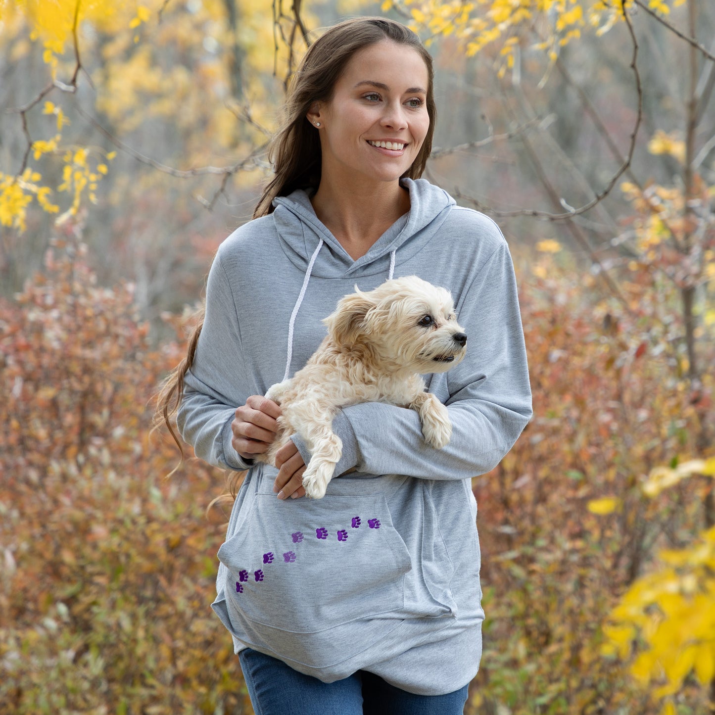 Purple Paw Pet Pouch Hooded Sweatshirt