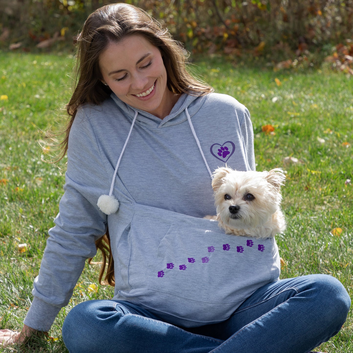 Purple Paw Pet Pouch Hooded Sweatshirt