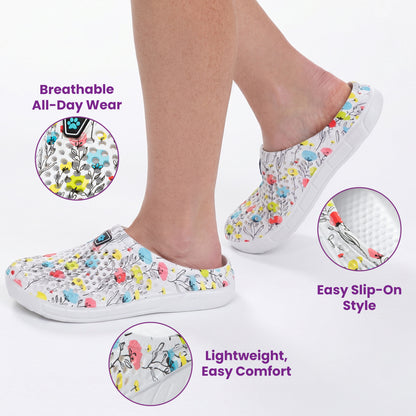 Colorful Paw Print Lightweight Slip-On Clogs