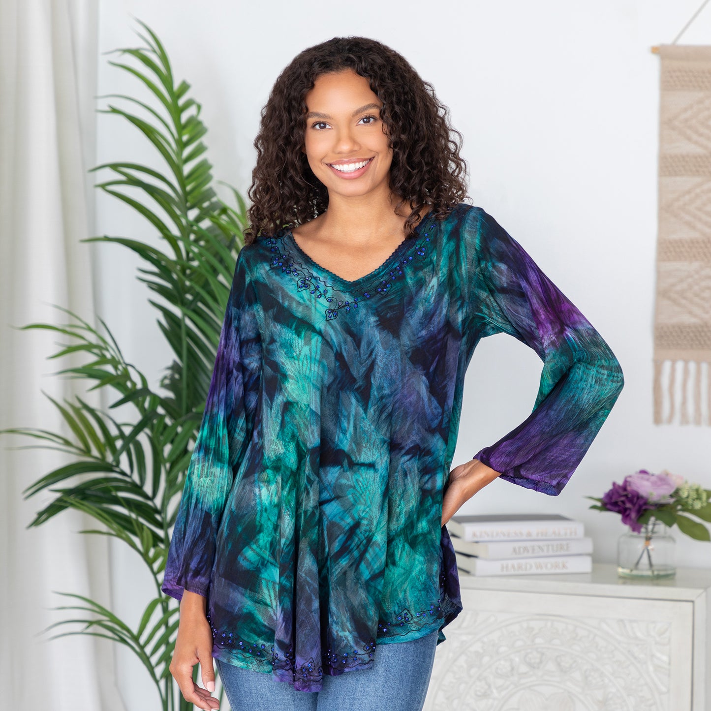 Peacock Love Long Sleeve Tunic | Fair Trade