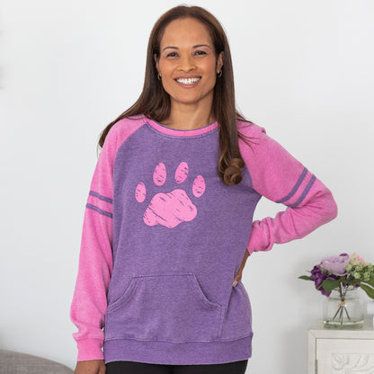 Paw Stripe Burnout Crewneck Sweatshirt