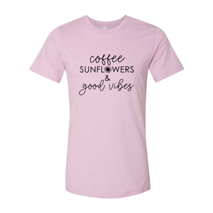 Coffee Sunflowers & Good Vibes T-Shirt