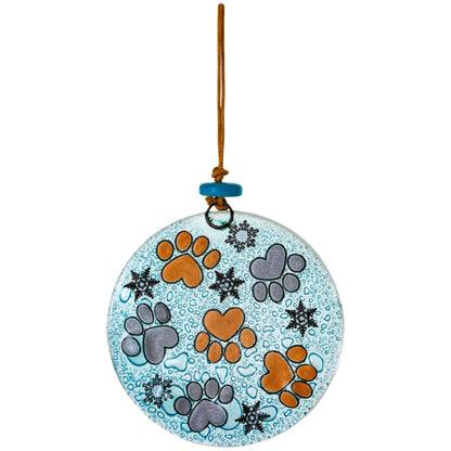 Painted Paws Recycled Glass Ornament