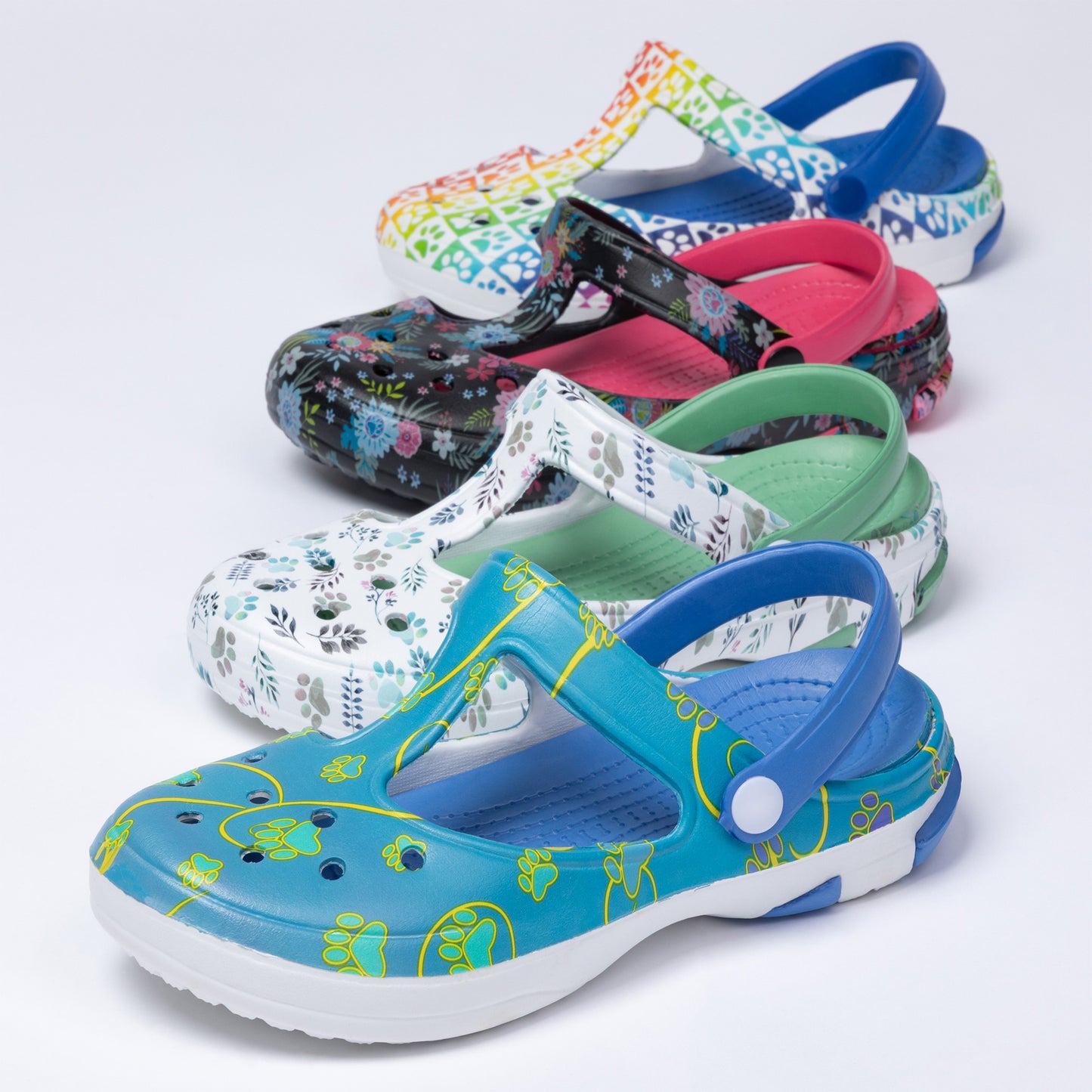 Multicolored Mary Jane Clogs