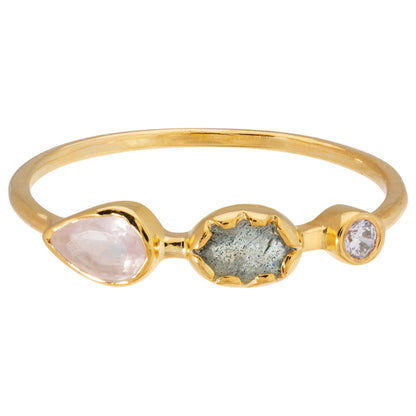 Gemstone Trio Gold-Plated Ring