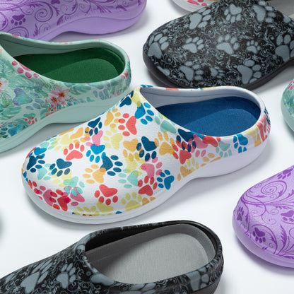 Paw Print Garden Clogs