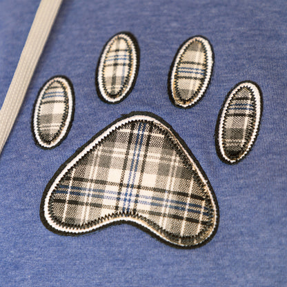 Plaid Paw Raglan Pullover Hooded Sweatshirt