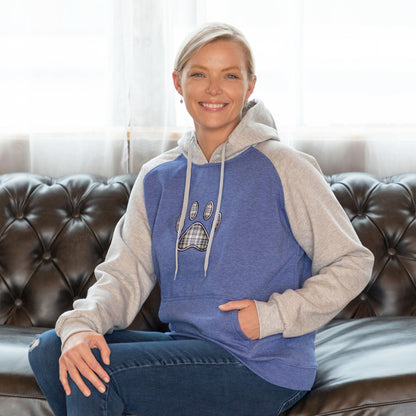 Plaid Paw Raglan Pullover Hooded Sweatshirt