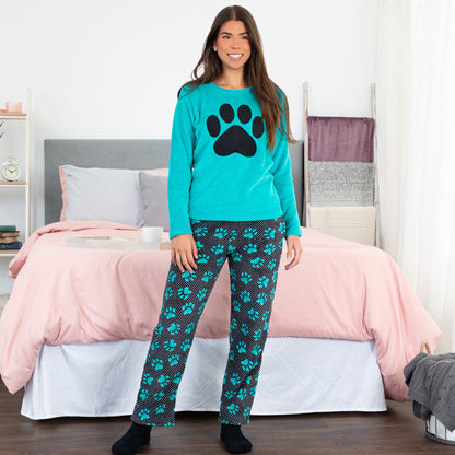 Gradient Paws & Polka Dot Pajama Set