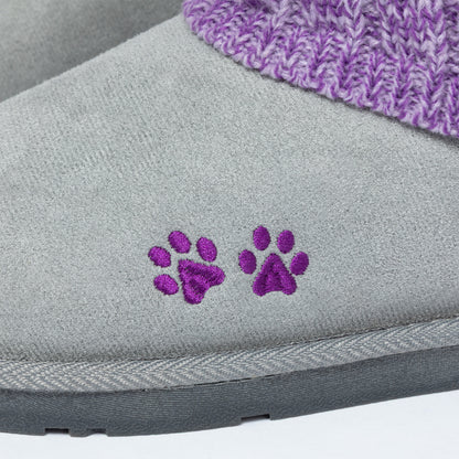 Paw Print Cozy Knitted Ankle Boots
