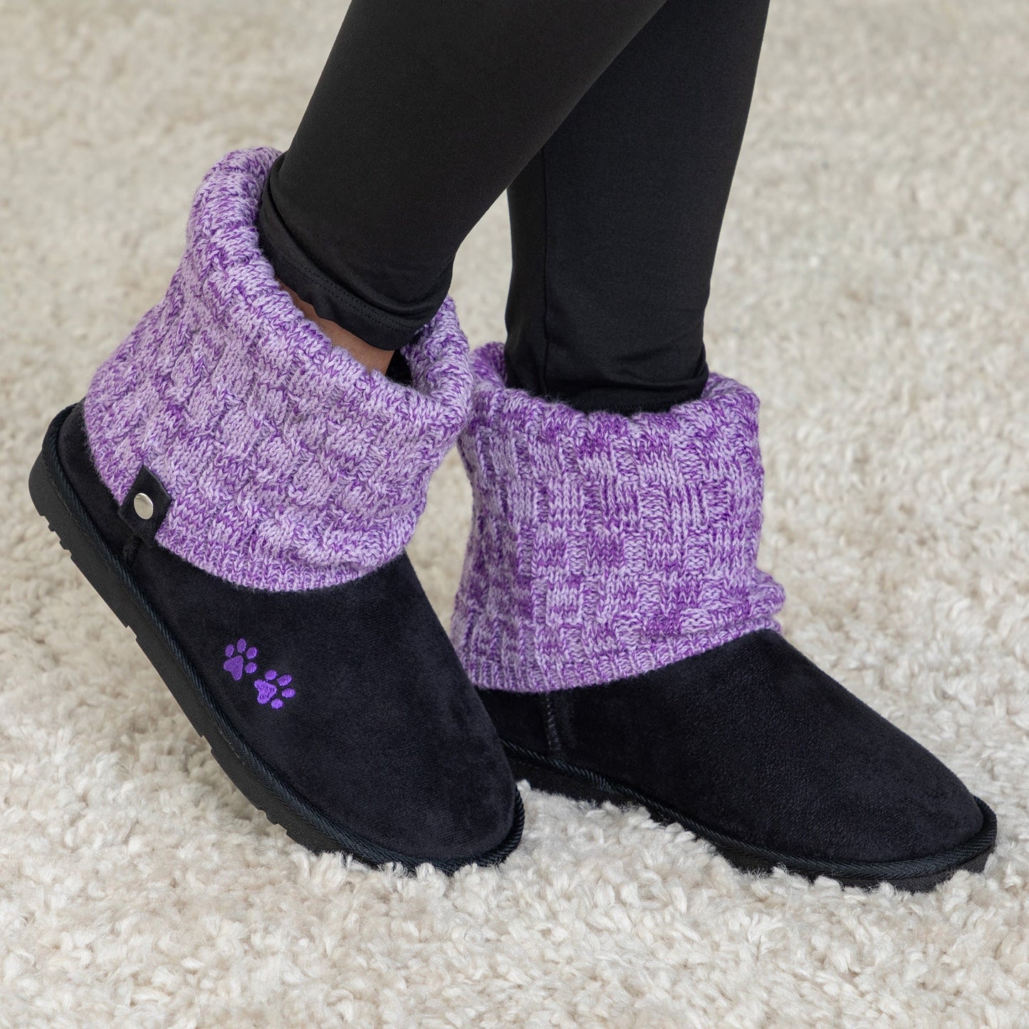 Paw Print Cozy Knitted Ankle Boots