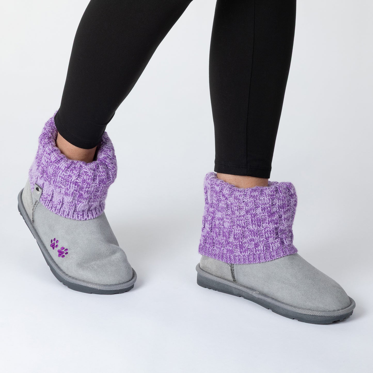 Paw Print Cozy Knitted Ankle Boots
