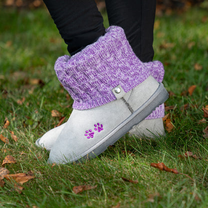 Paw Print Cozy Knitted Ankle Boots