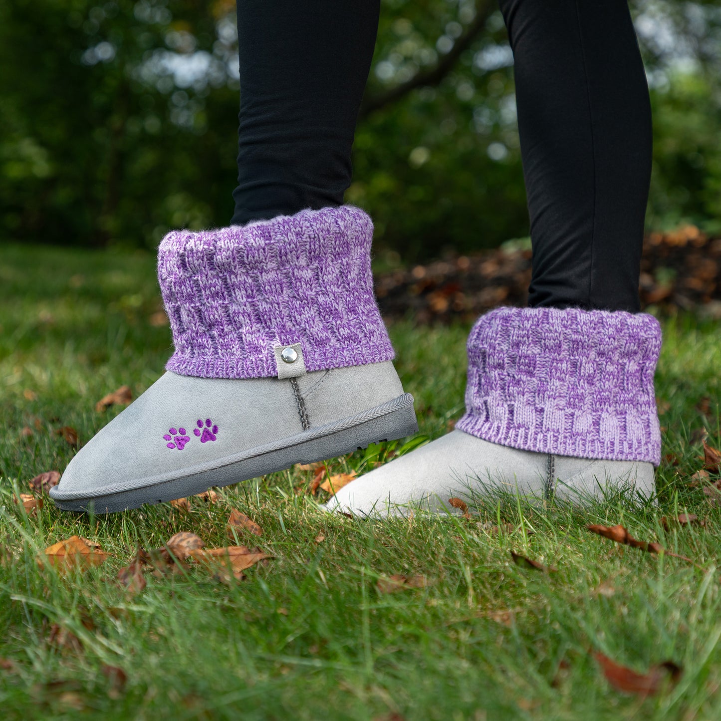 Paw Print Cozy Knitted Ankle Boots